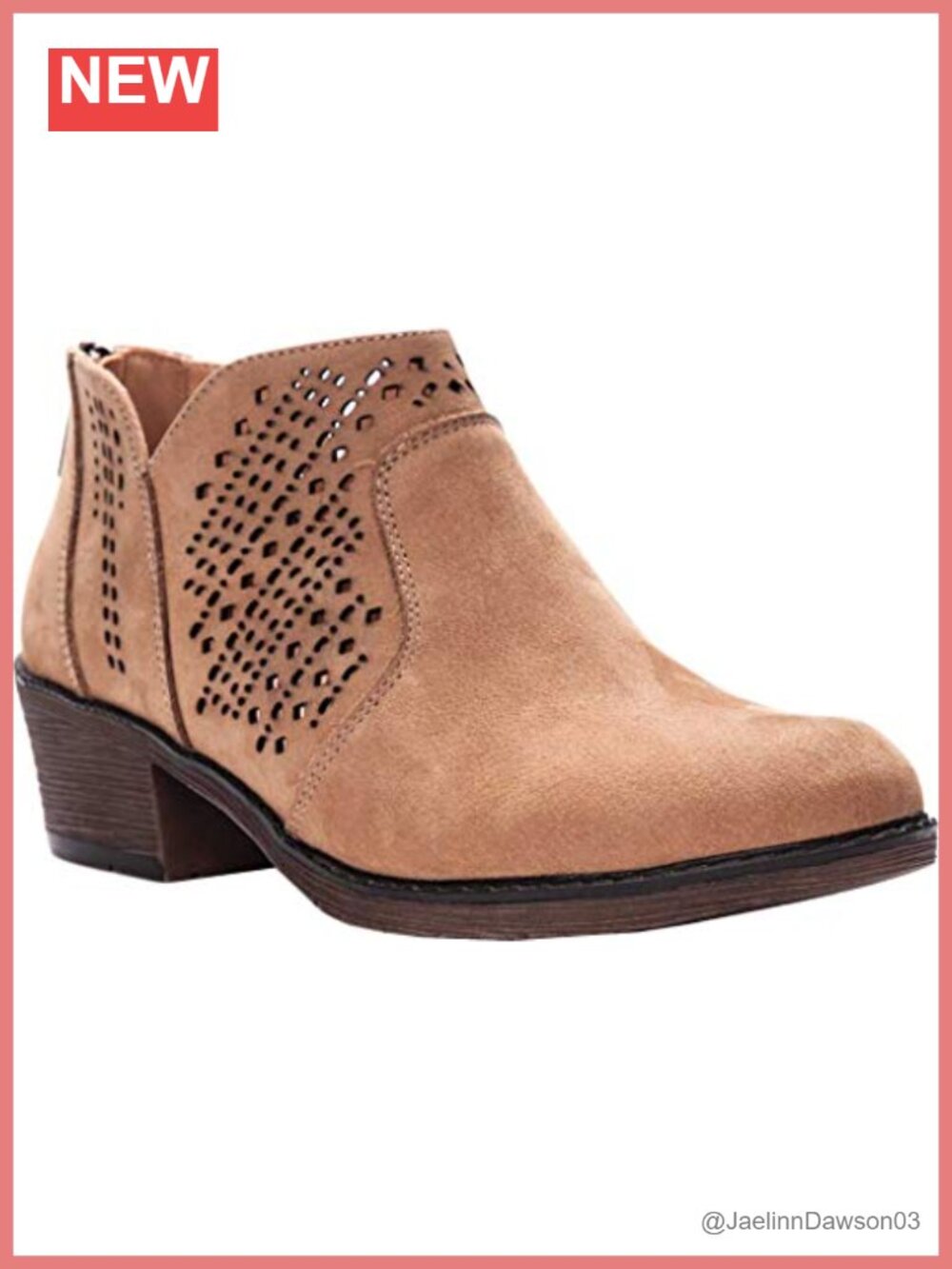 Nubuck Ankle Boot with Cutouts, Zip Closure, Removable Footbed